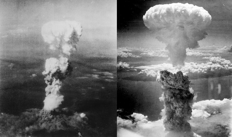 Les champignons atomiques sur Hiroshima et Nagasaki